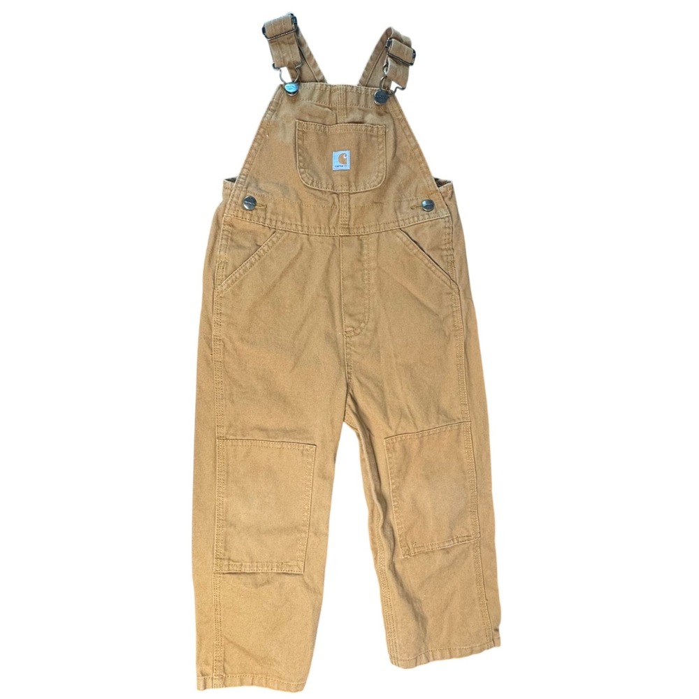 Carhartt Kids 3T Brown Duck Canvas Double Knee Bib Overalls RN 13706
